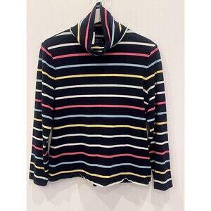 The Talbots Tee Turtleneck Long Sleeve Top Striped Shirt Sz L Multicolor
